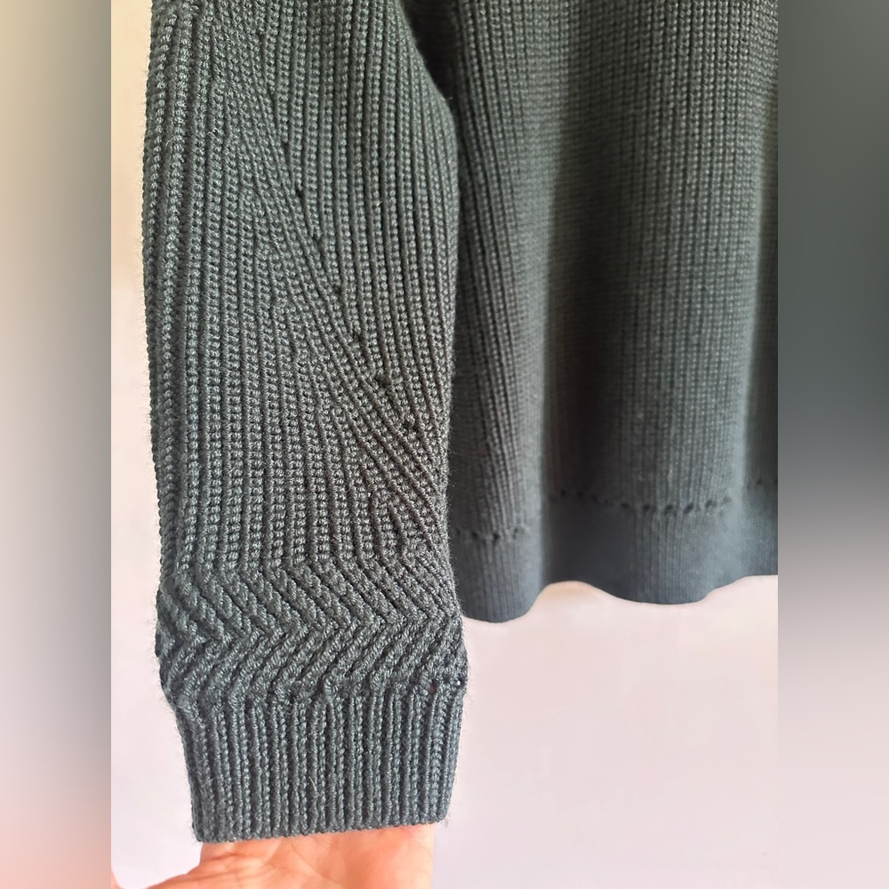 Steven Alan Merino Wool Women’s Medium Dark Green Crewneck Chunky Knit Sweater - Picture 5 of 5